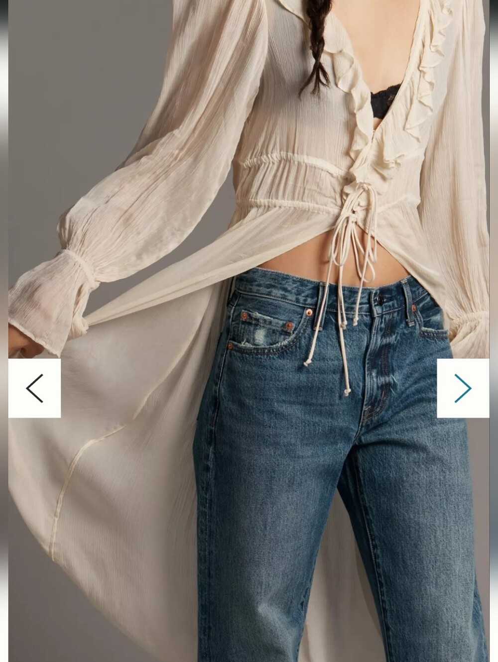 Anthropologie Long Sleeve Ruffled Duster Top NWT - Picture 2 of 3